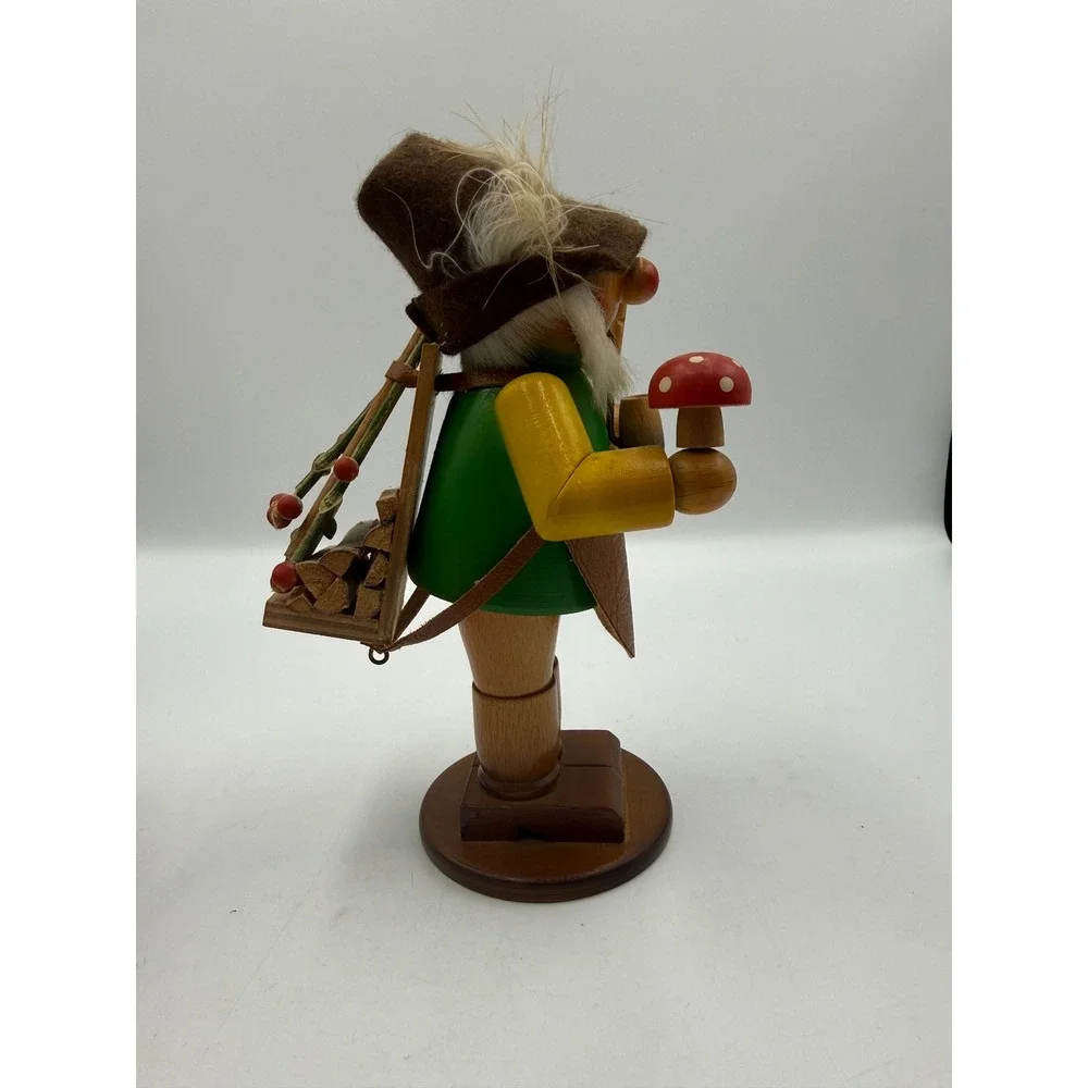 Vtg 1984‎ Steinbach German Wood Smoker Woodsman Lucky Mushroom Picker Signed 10